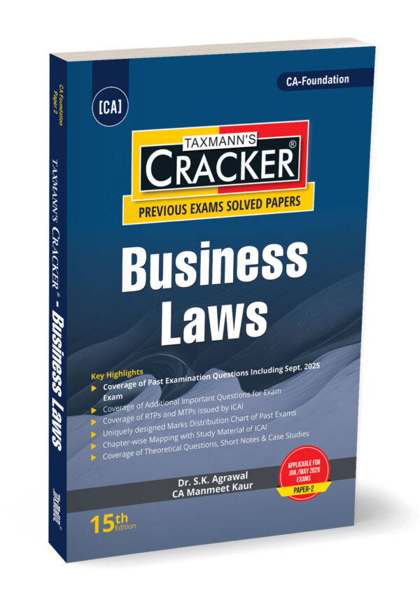 Taxmann’s Business Laws Cracker for CA Foundation Paper 2 Jan./May 2026 Exams