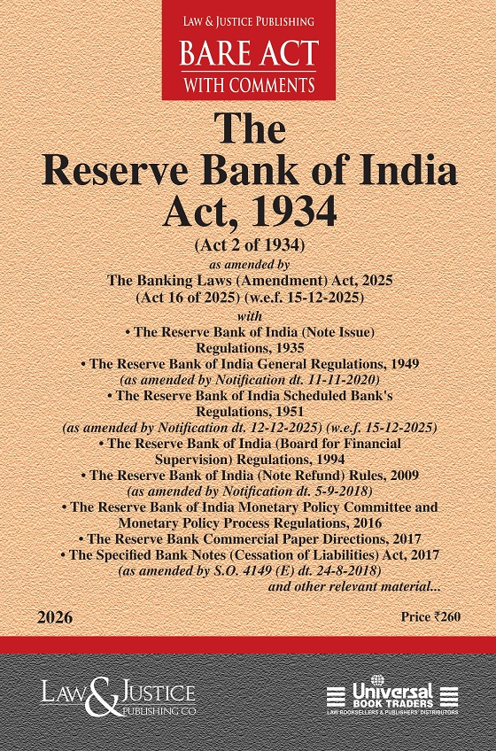 Law & Justice's The Reserve Bank of India Act, 1934 Bare Act 2026
