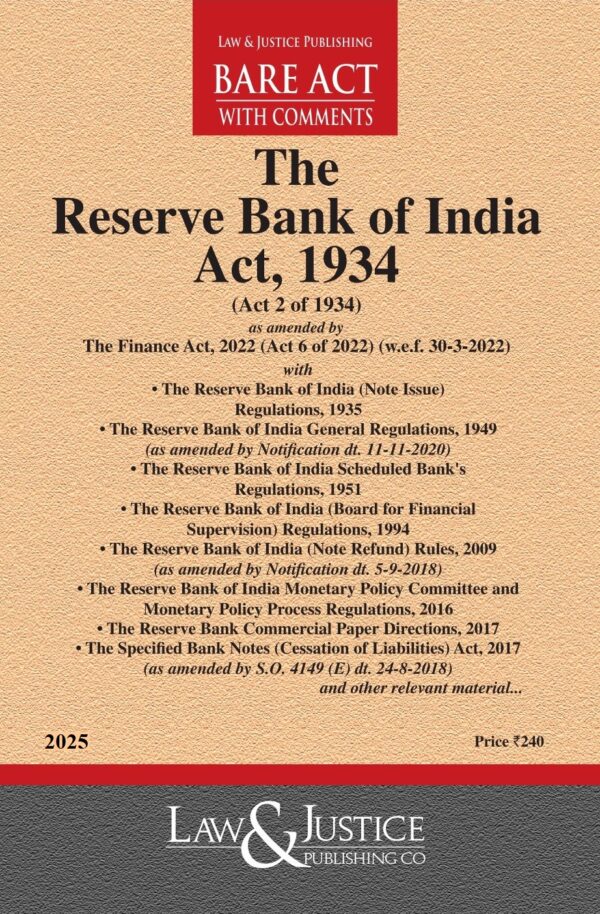 Law & Justice's The Reserve Bank of India Act, 1934 Bare Act