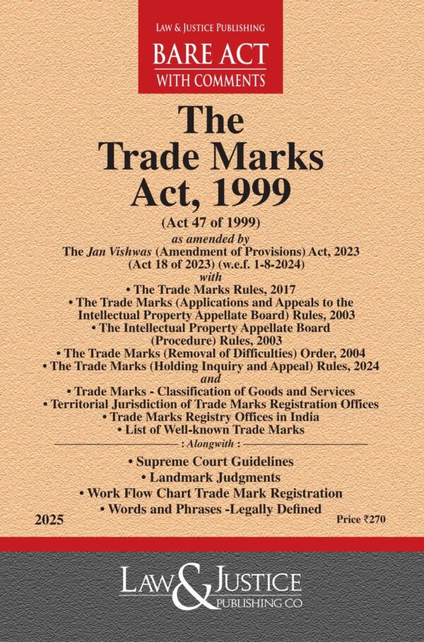 Law & Justice's The Trade Marks Act, 1999 Bare Act