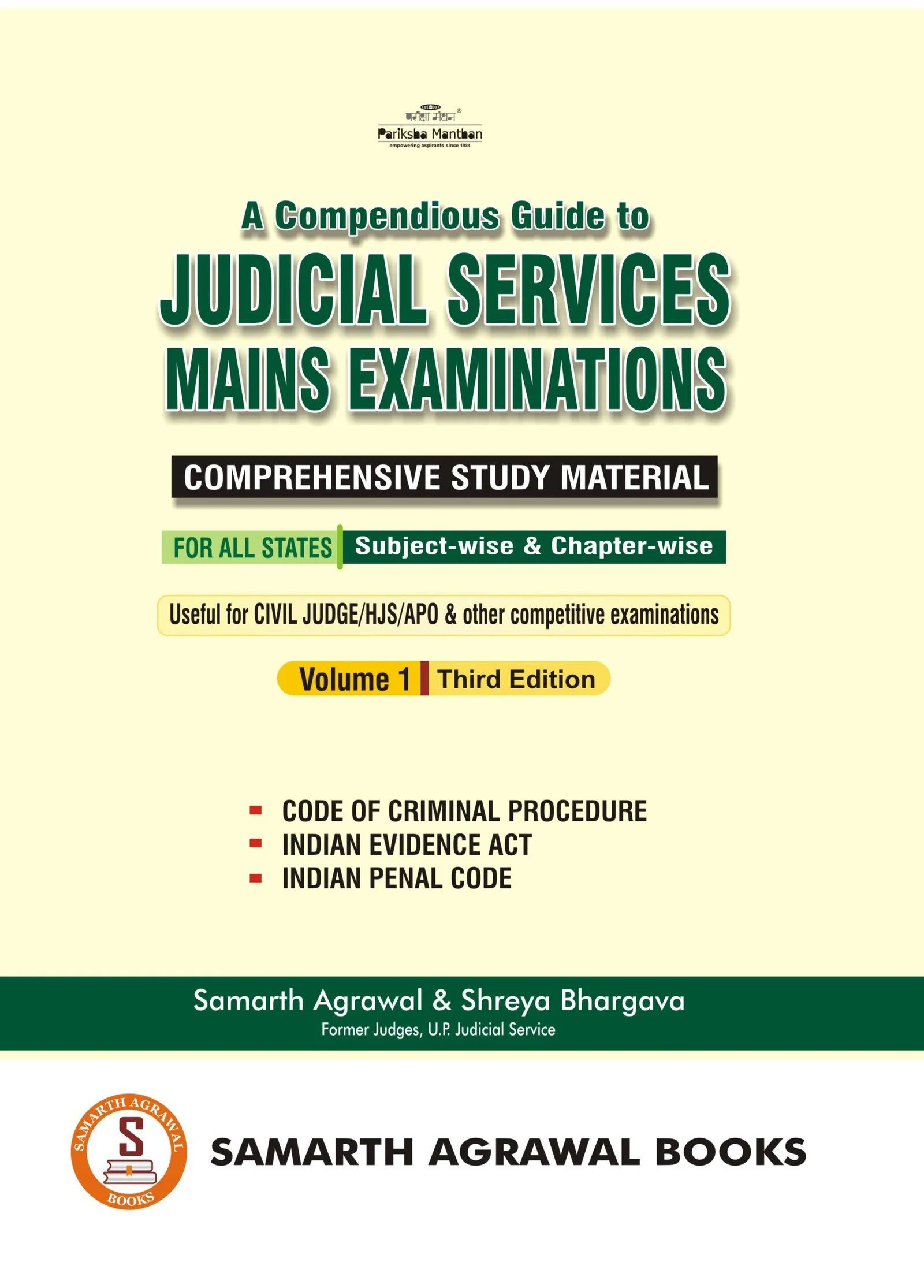 Samarth Agrawal's A Compendious Guide to Judicial Services Mains Examinations Vol. 1 | JMFC